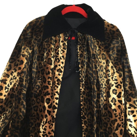 Pimp  Daddy 70’s Leopard Print Velvet Cape Handcrafted - Picture 6 of 13
